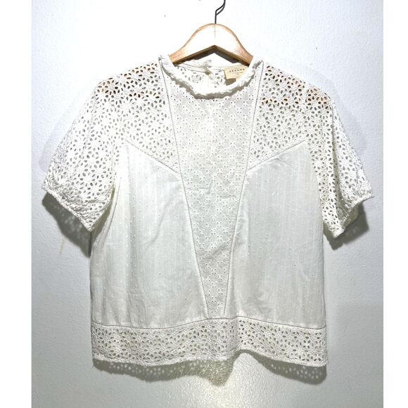 Sezane Tops - Sezane peasant renacience blouse victorian white embroidered casual women size40